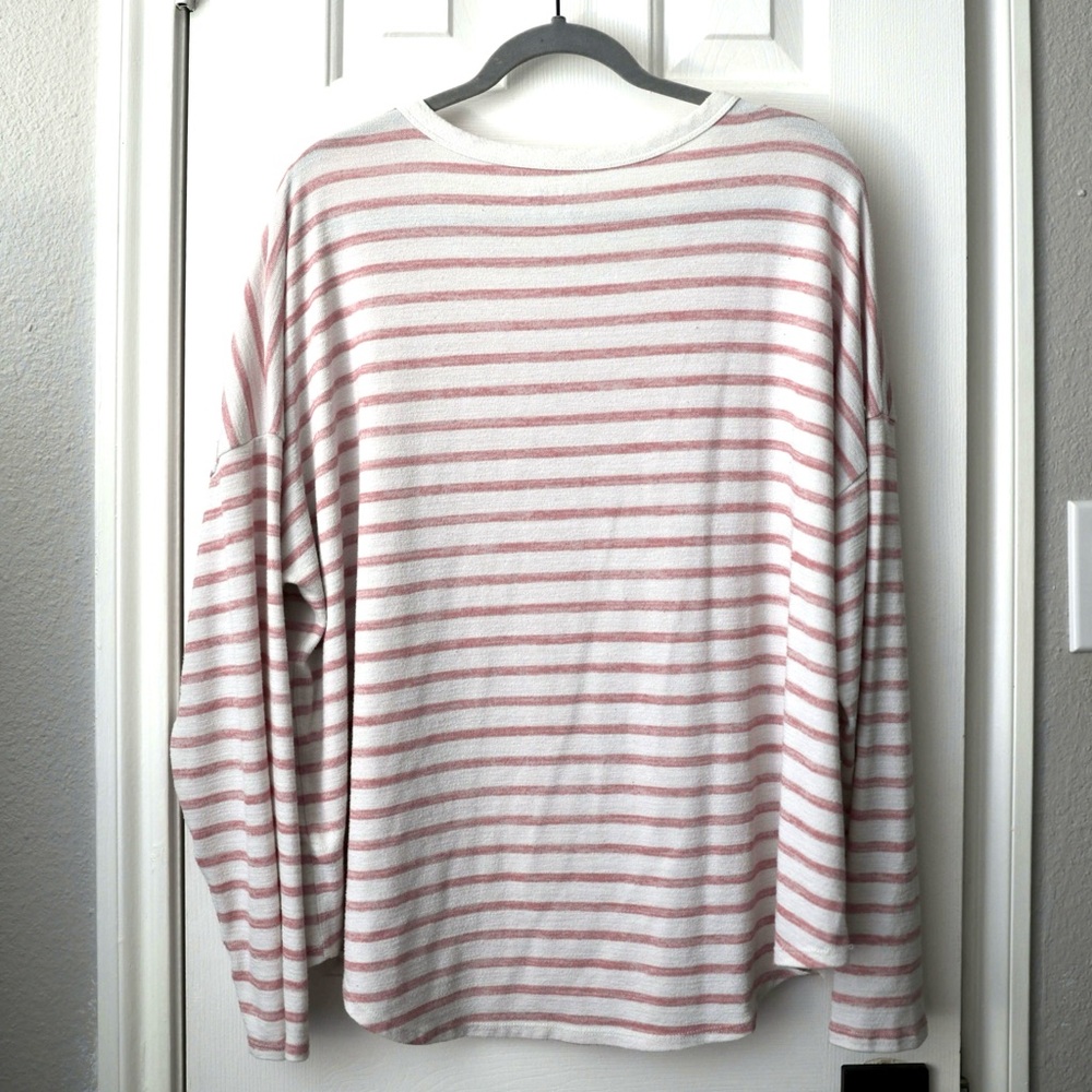 🔥3/$15 Time & Tru pink & White Stripe soft long sleeve Tee plus size xxl / 20 - Picture 8 of 12